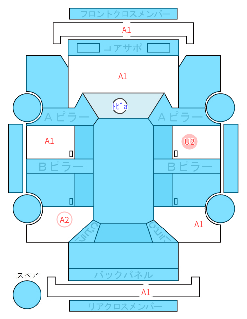 Body condition diagram (damage marks, Japanese labels)