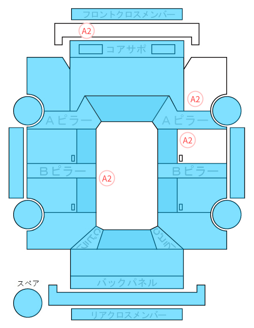 Body condition diagram (damage marks, Japanese labels)