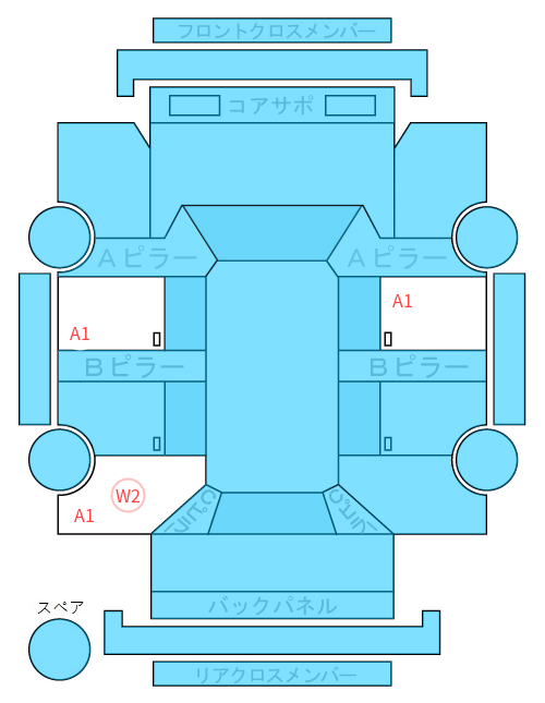 Body condition diagram (damage marks, Japanese labels)