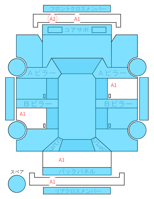 Body condition diagram (damage marks, Japanese labels)