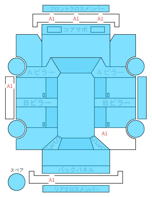 Body condition diagram (damage marks, Japanese labels)