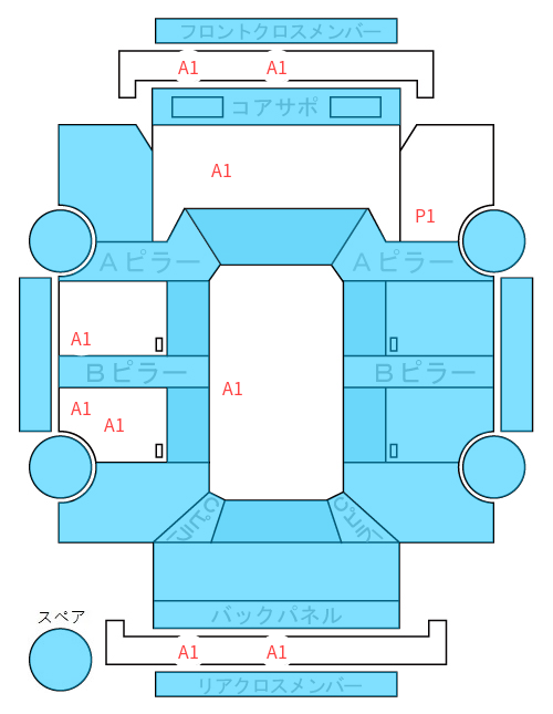Body condition diagram (damage marks, Japanese labels)
