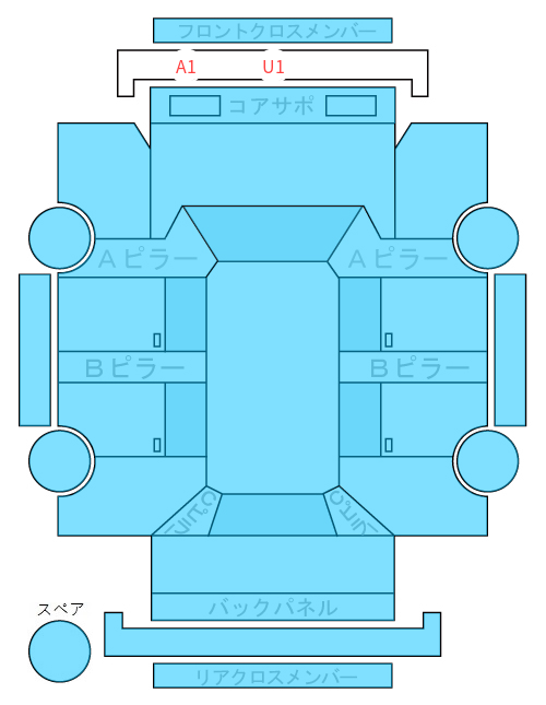 Body condition diagram (damage marks, Japanese labels)