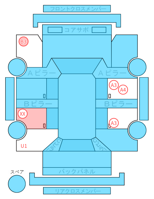 Body condition diagram (damage marks, Japanese labels)
