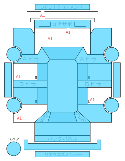 Body condition diagram (damage marks, Japanese labels)