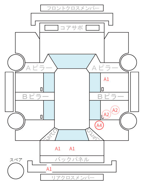 Body condition diagram (damage marks, Japanese labels)