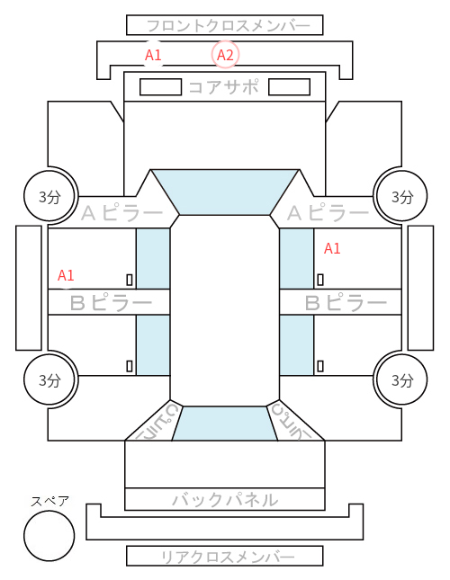 Body condition diagram (damage marks, Japanese labels)