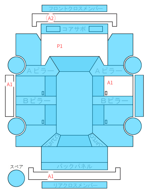 Body condition diagram (damage marks, Japanese labels)