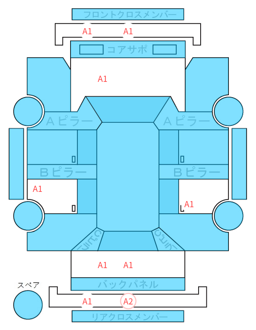 Body condition diagram (damage marks, Japanese labels)