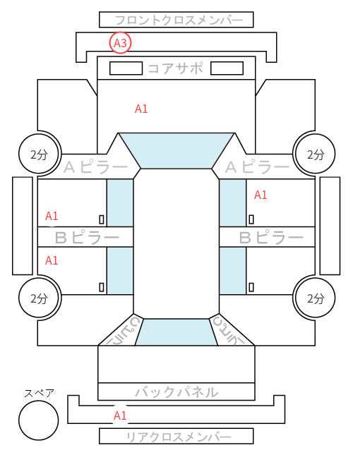 Body condition diagram (damage marks, Japanese labels)