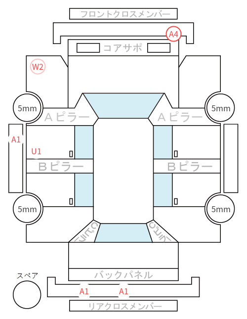 Body condition diagram (damage marks, Japanese labels)
