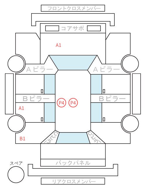 Body condition diagram (damage marks, Japanese labels)