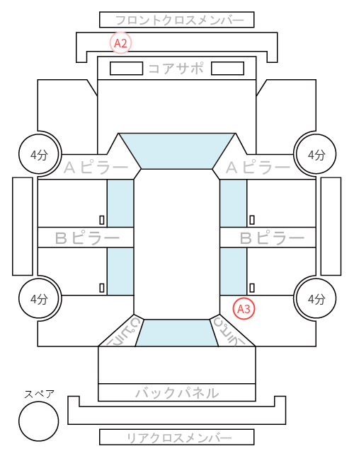 Body condition diagram (damage marks, Japanese labels)
