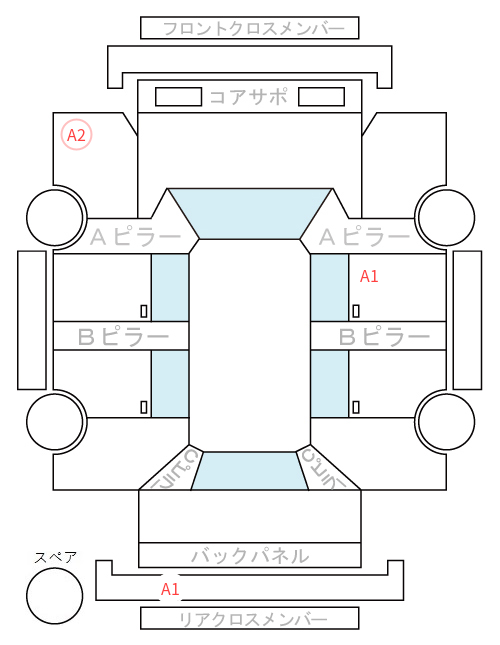 Body condition diagram (damage marks, Japanese labels)