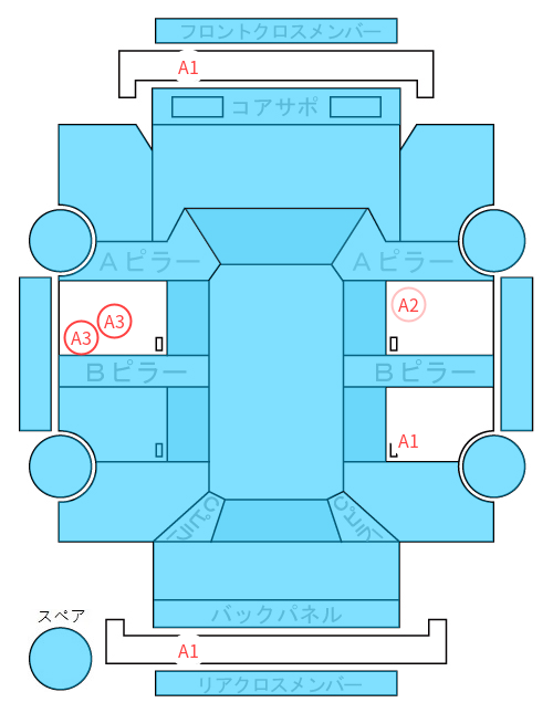 Body condition diagram (damage marks, Japanese labels)