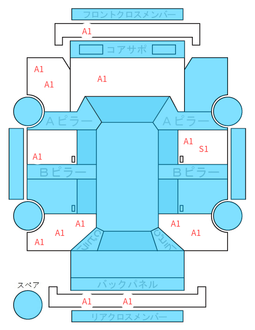 Body condition diagram (damage marks, Japanese labels)