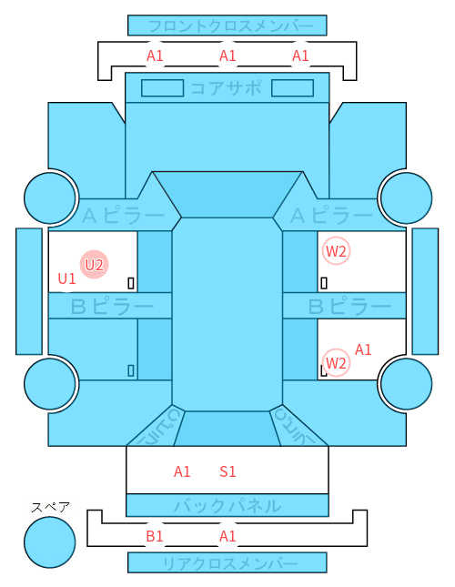 Body condition diagram (damage marks, Japanese labels)
