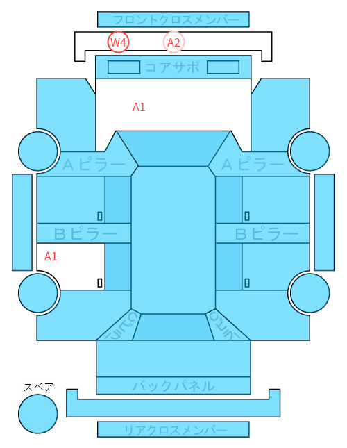 Body condition diagram (damage marks, Japanese labels)