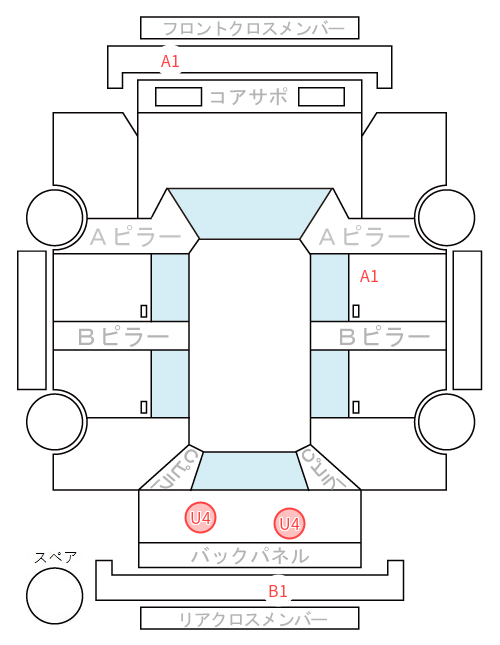 Body condition diagram (damage marks, Japanese labels)