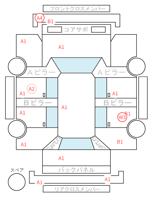 Body condition diagram (damage marks, Japanese labels)