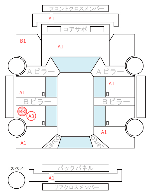 Body condition diagram (damage marks, Japanese labels)