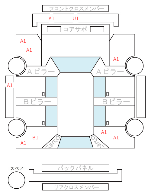 Body condition diagram (damage marks, Japanese labels)