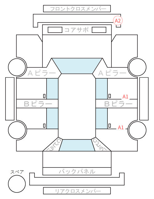 Body condition diagram (damage marks, Japanese labels)