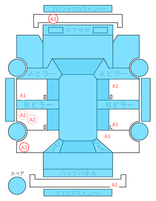 Body condition diagram (damage marks, Japanese labels)