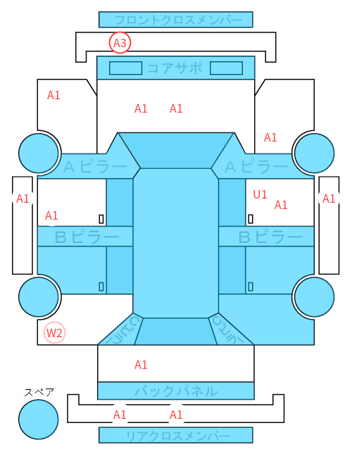 Body condition diagram (damage marks, Japanese labels)