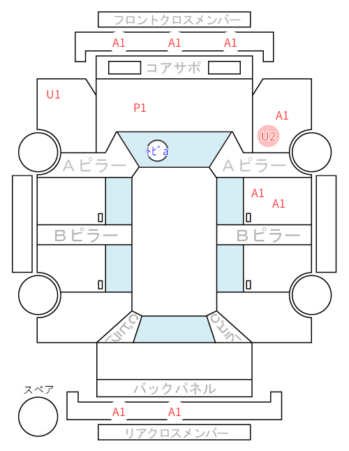 Body condition diagram (damage marks, Japanese labels)