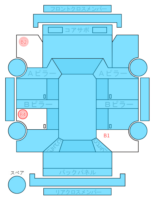 Body condition diagram (damage marks, Japanese labels)