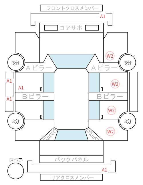 Body condition diagram (damage marks, Japanese labels)