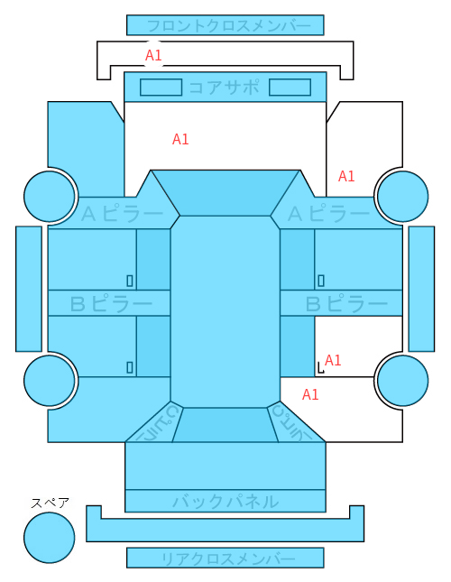 Body condition diagram (damage marks, Japanese labels)
