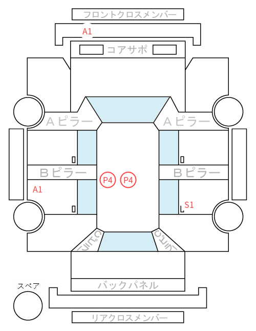Body condition diagram (damage marks, Japanese labels)