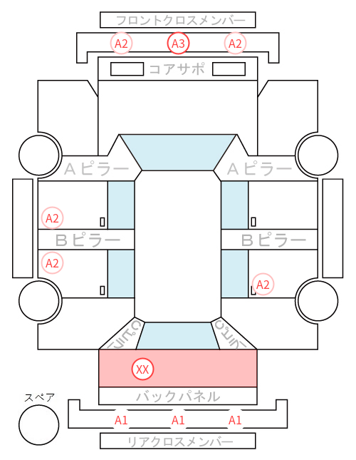 Body condition diagram (damage marks, Japanese labels)