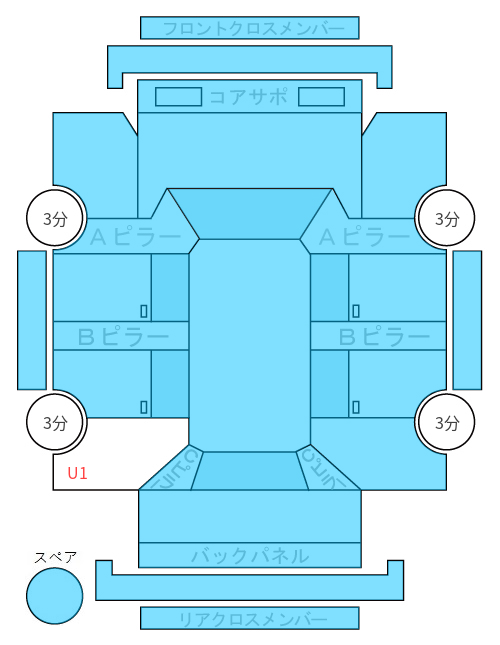 Body condition diagram (damage marks, Japanese labels)