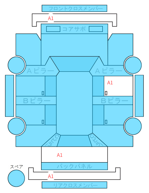 Body condition diagram (damage marks, Japanese labels)