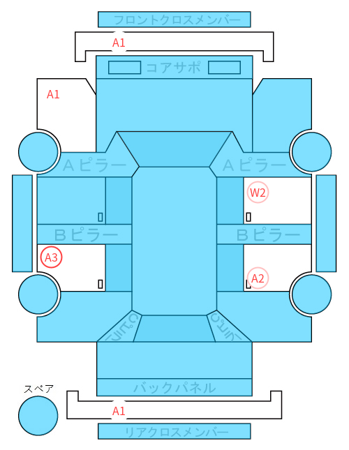 Body condition diagram (damage marks, Japanese labels)
