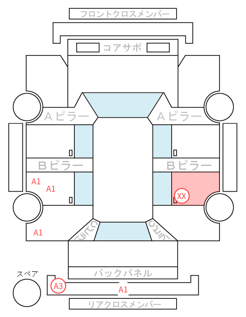 Body condition diagram (damage marks, Japanese labels)