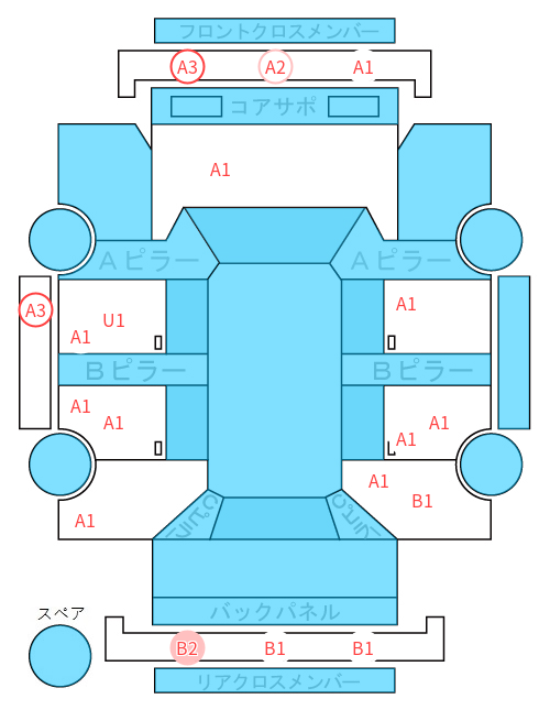 Body condition diagram (damage marks, Japanese labels)