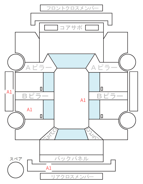 Body condition diagram (damage marks, Japanese labels)