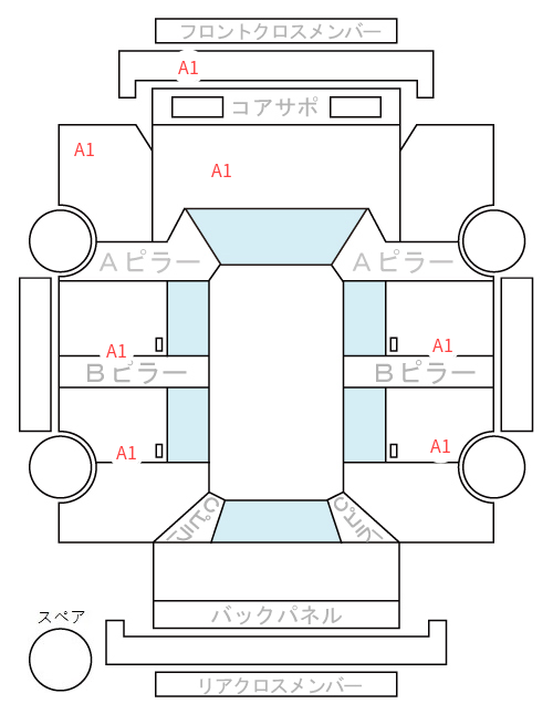 Body condition diagram (damage marks, Japanese labels)