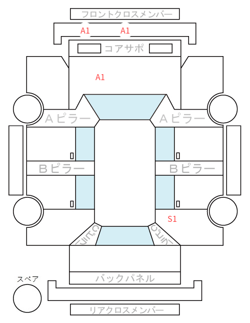 Body condition diagram (damage marks, Japanese labels)