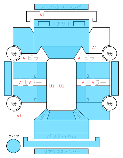 Body condition diagram (damage marks, Japanese labels)