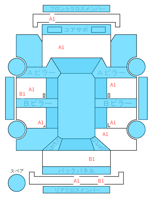 Body condition diagram (damage marks, Japanese labels)