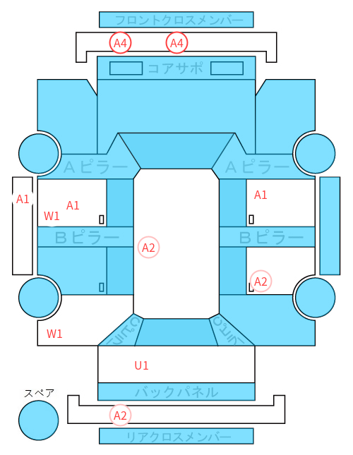 Body condition diagram (damage marks, Japanese labels)
