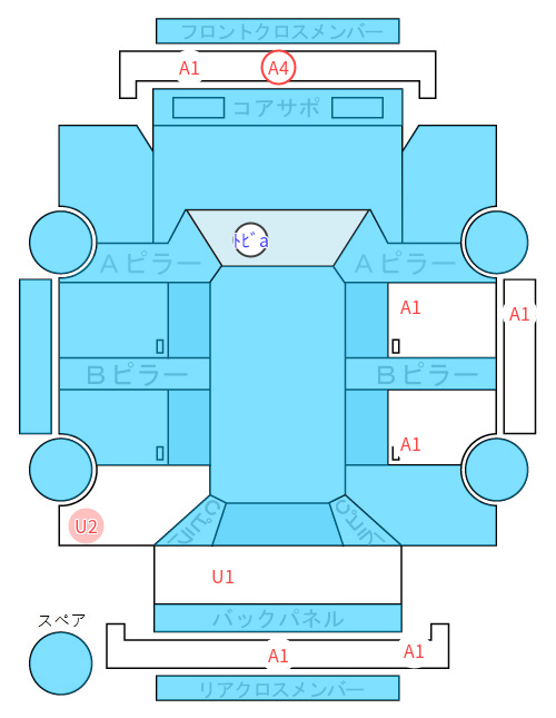 Body condition diagram (damage marks, Japanese labels)
