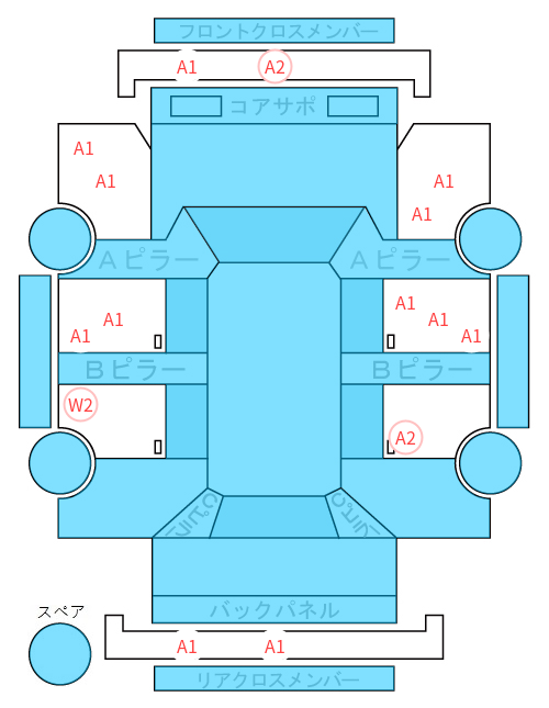 Body condition diagram (damage marks, Japanese labels)