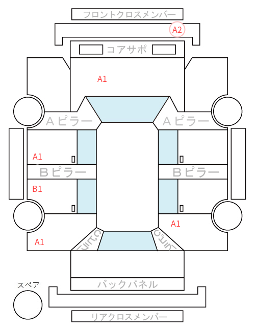 Body condition diagram (damage marks, Japanese labels)