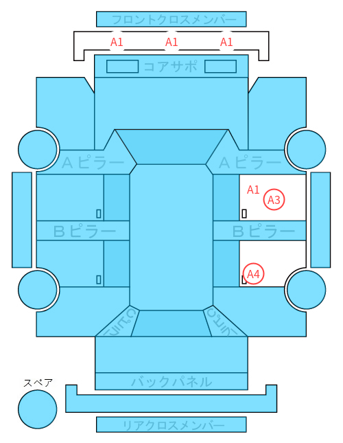Body condition diagram (damage marks, Japanese labels)